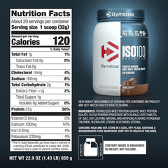 Dymatize ISO100 made in USA seal signaling quality standards.