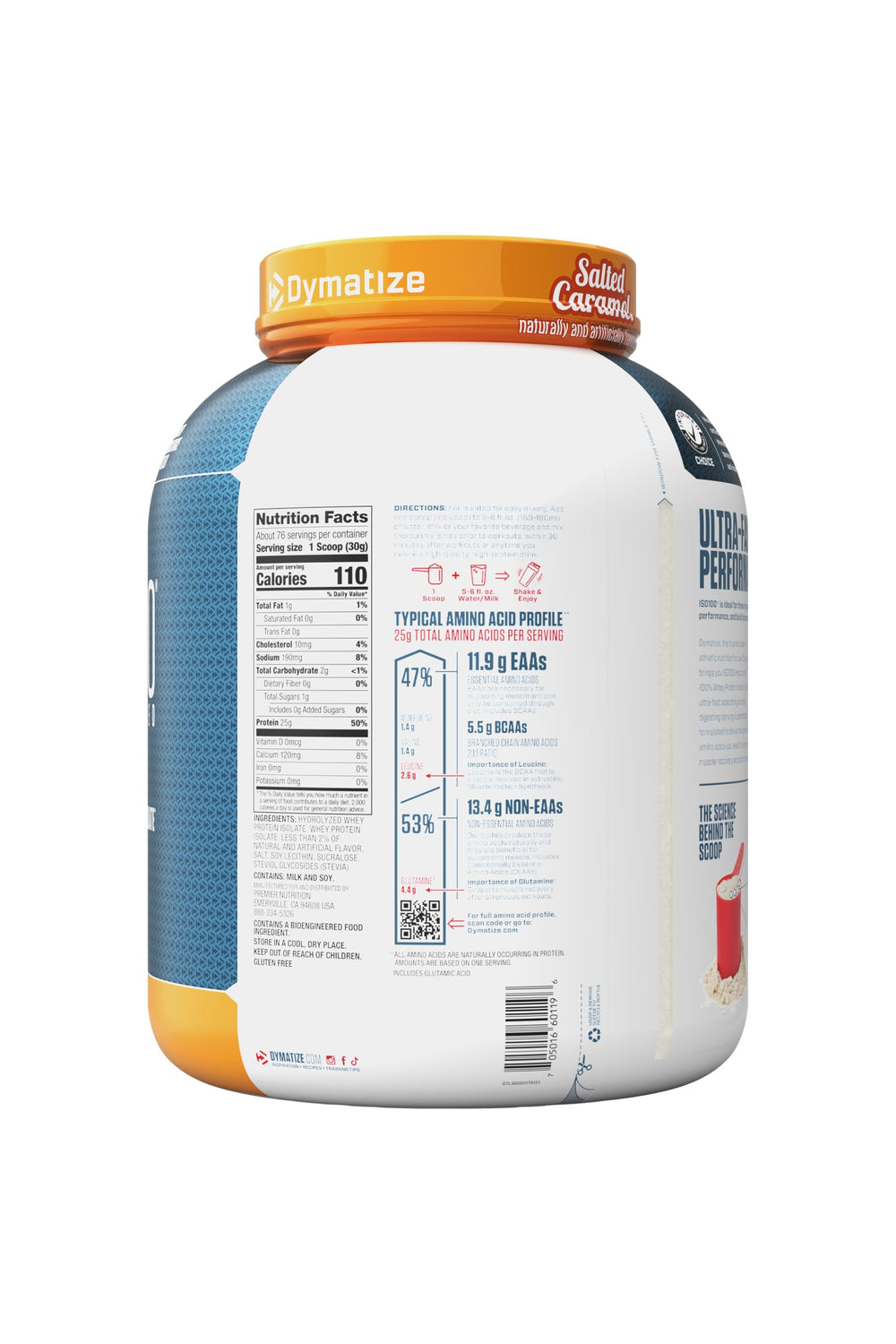 Shaker bottle with ISO100 salted caramel ready for workouts.