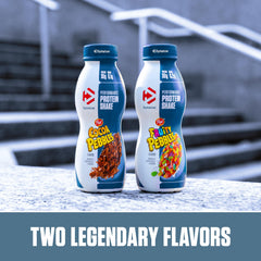 Dymatize Cocoa Pebbles shake served with fruit for flavor and hydration