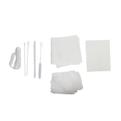 Dynarex 35001 tracheostomy care kit in a three-compartment tray with vinyl grooves for organized, hygienic care