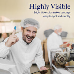 Dynarex blue bandage with internal foil strip for detection in screening systems.