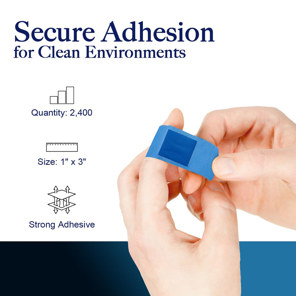 Dynarex blue metal-detectable bandages are water-resistant for long wear