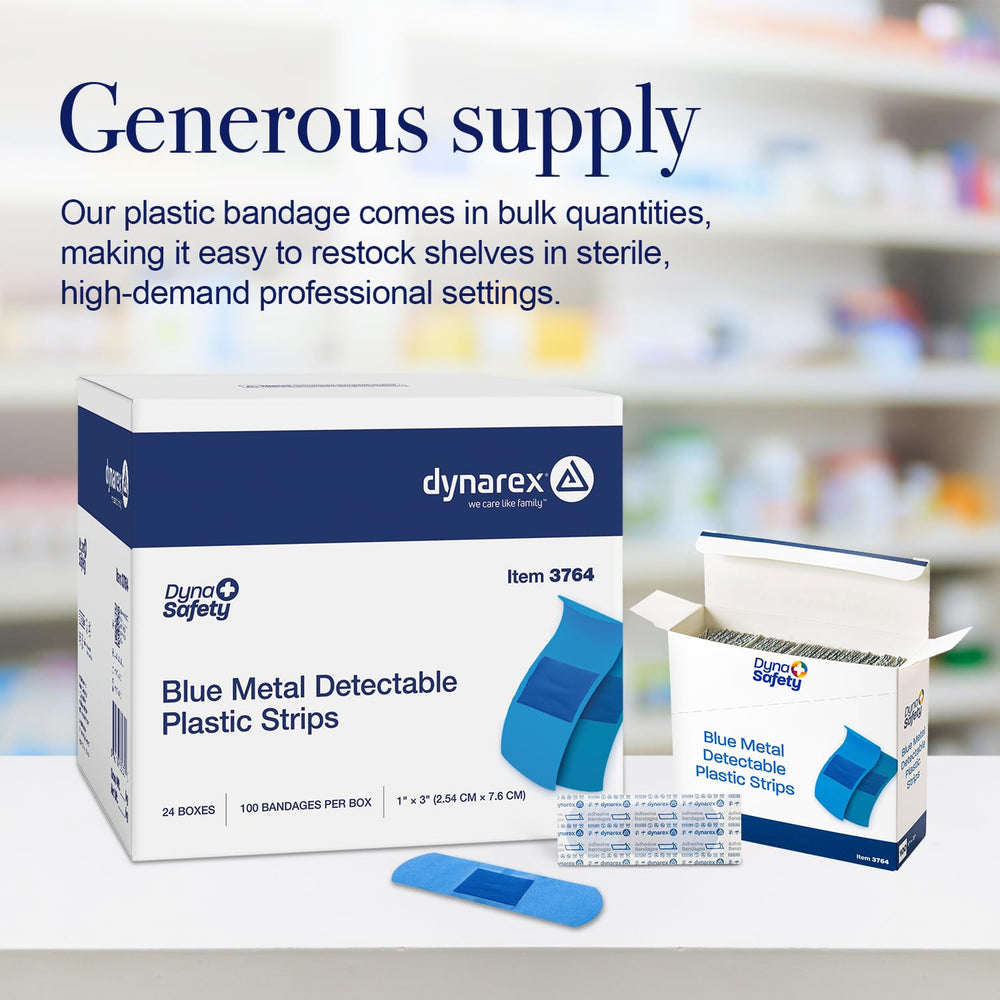 Dynarex blue sterile bandages come packaged for quick first aid use