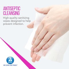 Individually wrapped Dynarex BZK antiseptic towelettes for sanitary dispensing.
