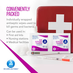 Dynarex BZK antiseptic towelettes premoistened for on-the-go cleansing