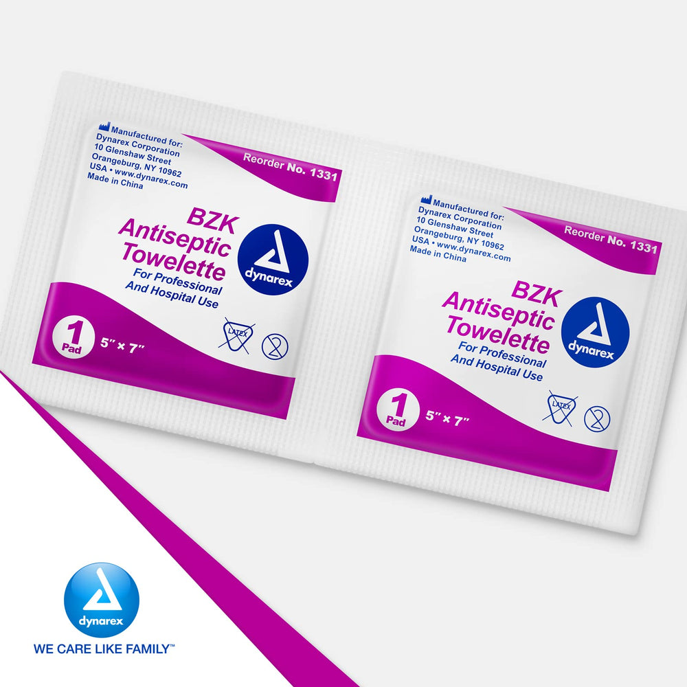 Dynarex BZK antiseptic towelettes travel-friendly for car, gym, and outdoors