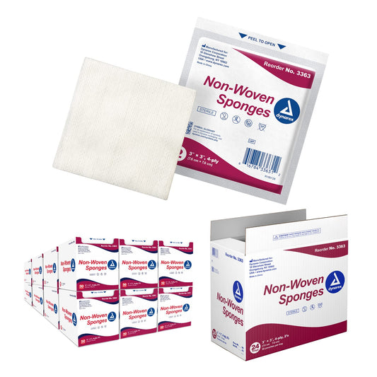 Dynarex non-woven sponges sterile 3x3 box: reliable cleansing and dressing.