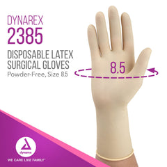 Dynarex powder-free latex gloves designed for tactile sensitivity