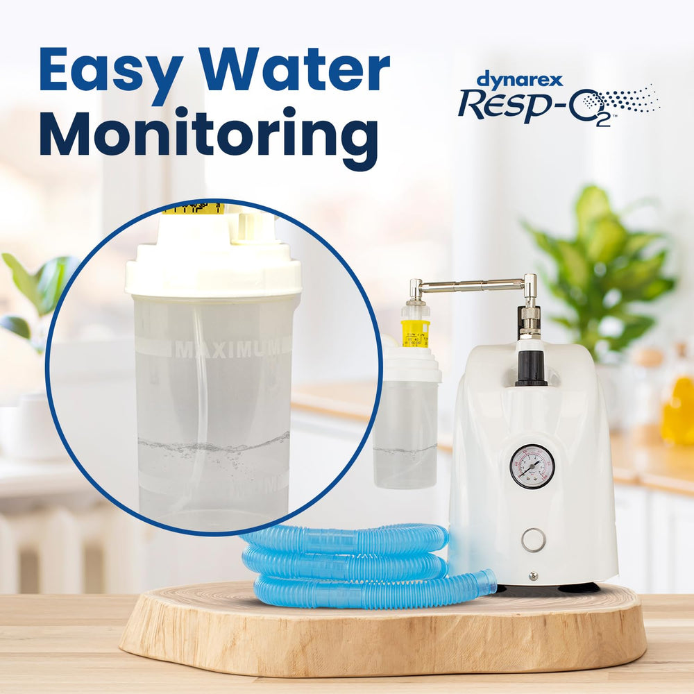 Dynarex Resp-O2 transparent bottle shows durability for daily use.