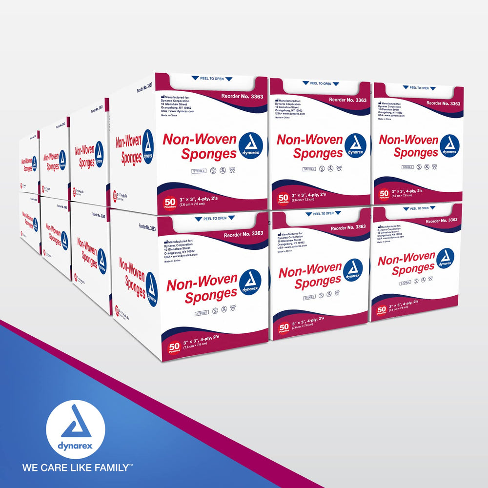 Dynarex sponges suited for waxing or tattoo prep and skin cleansing.