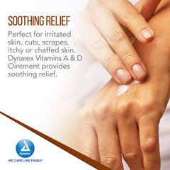 Dynarex Vitamins A and D Ointment jar beside towel for post-tattoo moisturization.