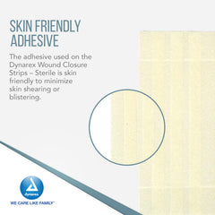 Dynarex wound closure strip showing application guide use