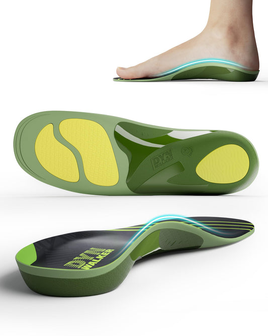 DynWalker plantar fasciitis insole top view highlighting arch support and comfort.