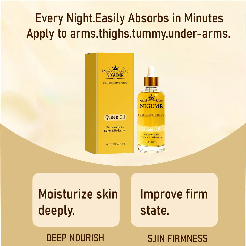 E-RA Queen Body Oil on leg skin adds lasting softness