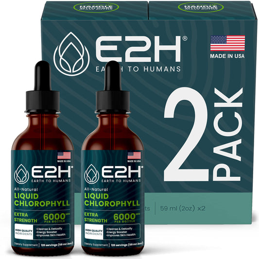 E2H Chlorophyll Drops bottle-pour for easy daily energy support.