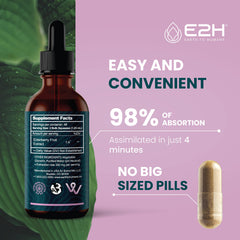 E2H Elderberry Syrup GMP badge on packaging signals quality manufacturing.