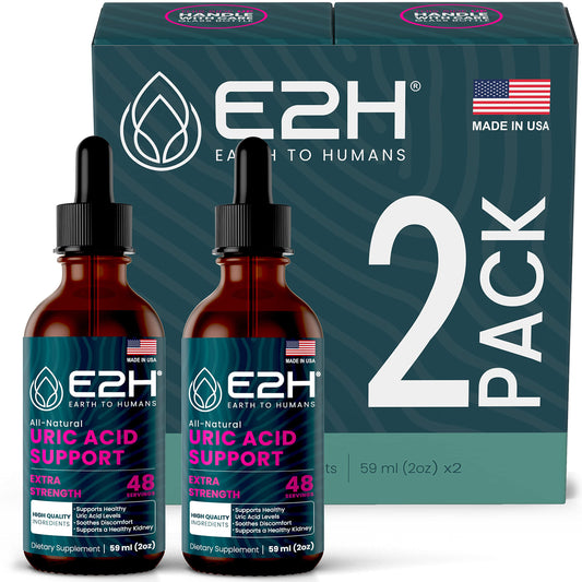 E2H Uric Acid Support Tart Cherry bottle for daily balance and antioxidant support.