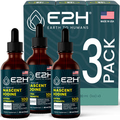 E2H Vegan Liquid Iodine bottle for easy daily dosing and energy support.