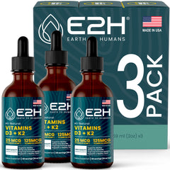 E2H Vitamin D3 & K2 bottle front supports bone and muscle health.