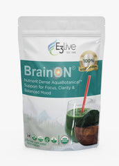 E3LIVE BrainON container with premium brain nutrition blend for focused energy