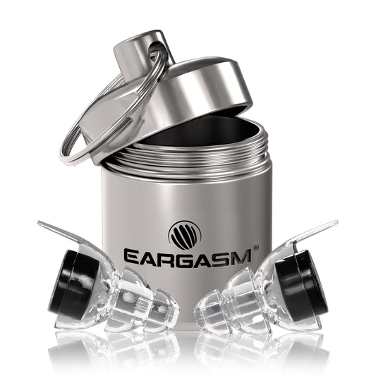 Eargasm Blackout earplugs in concert close-up reduce noise while preserving clarity.