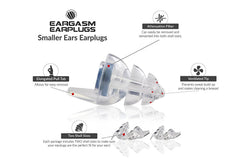 Eargasm Smaller Ears Earplugs two-size fit for kids and adults with smaller canals.