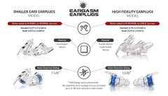Eargasm Smaller Ears Earplugs two-size shells provide a personalized fit.