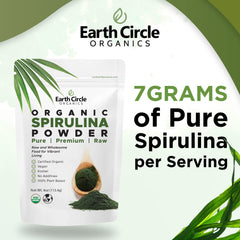 Resealable packaging for Earth Circle Organics Spirulina powder.