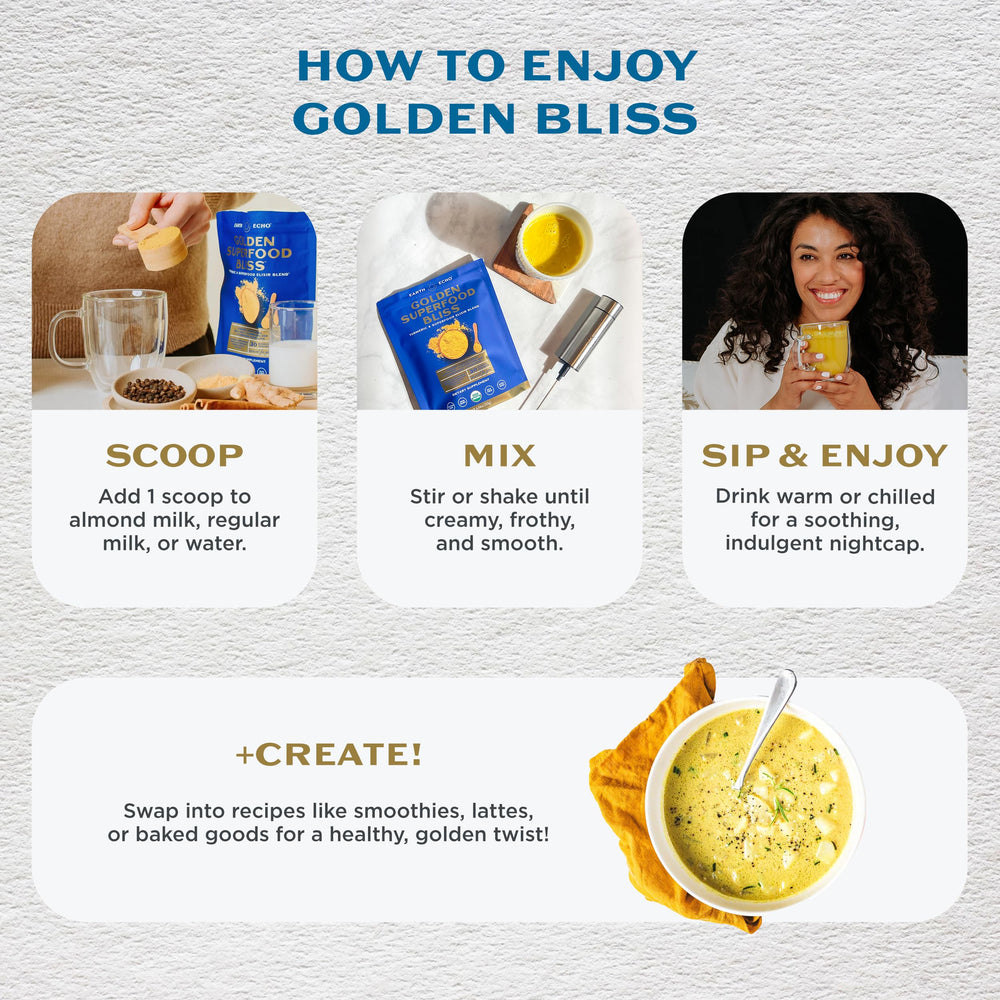 Earth Echo Golden Bliss latte-mix enhances vegan drinks with comforting aroma
