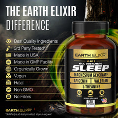 Earth Elixir capsules near night-stand suggest easy nightly intake.