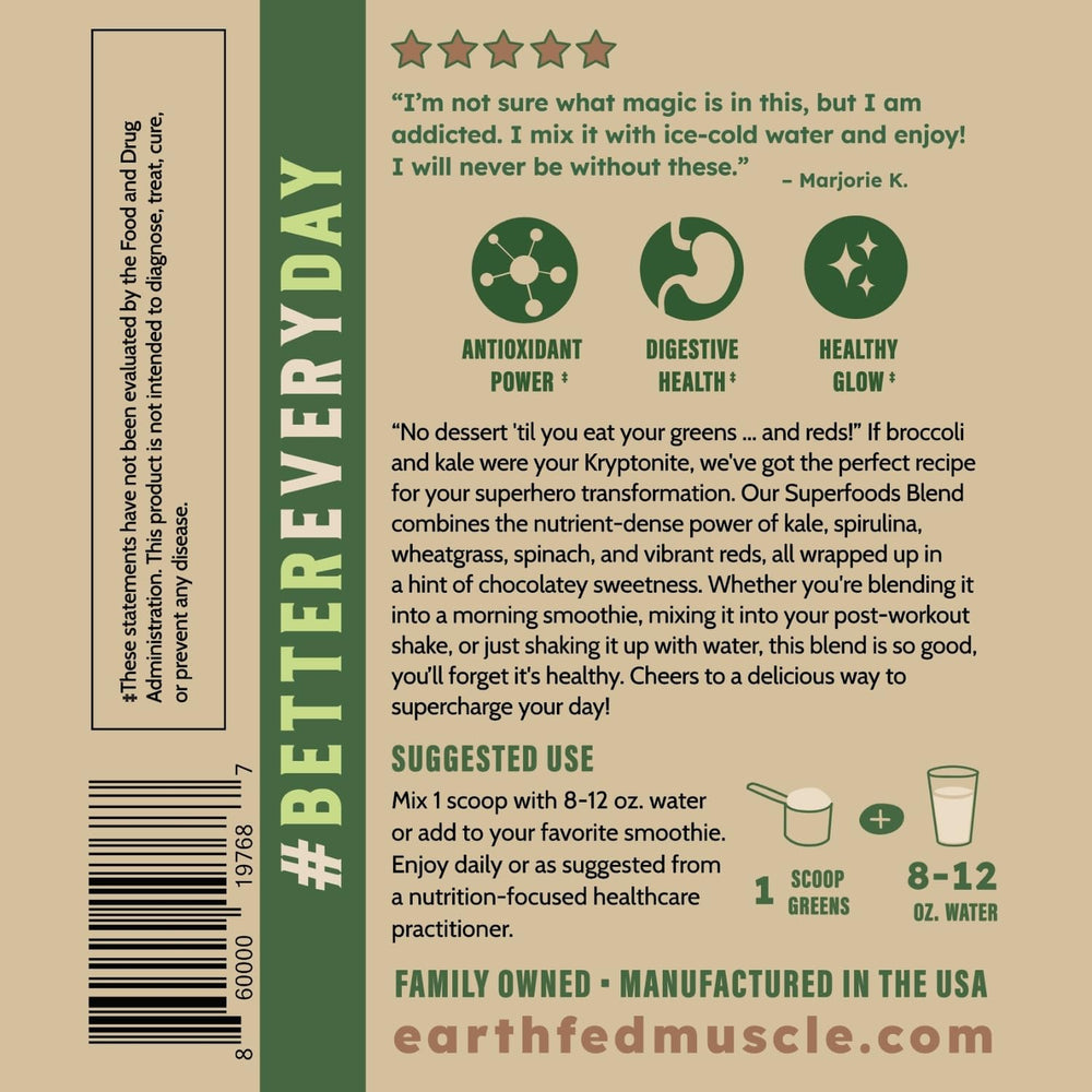 Earth Fed Muscle mixing powder in water or smoothie for quick nourishment.