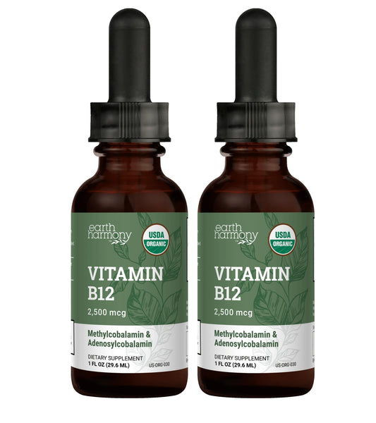 Earth Harmony Naturals B12 liquid drops bottle supports steady energy