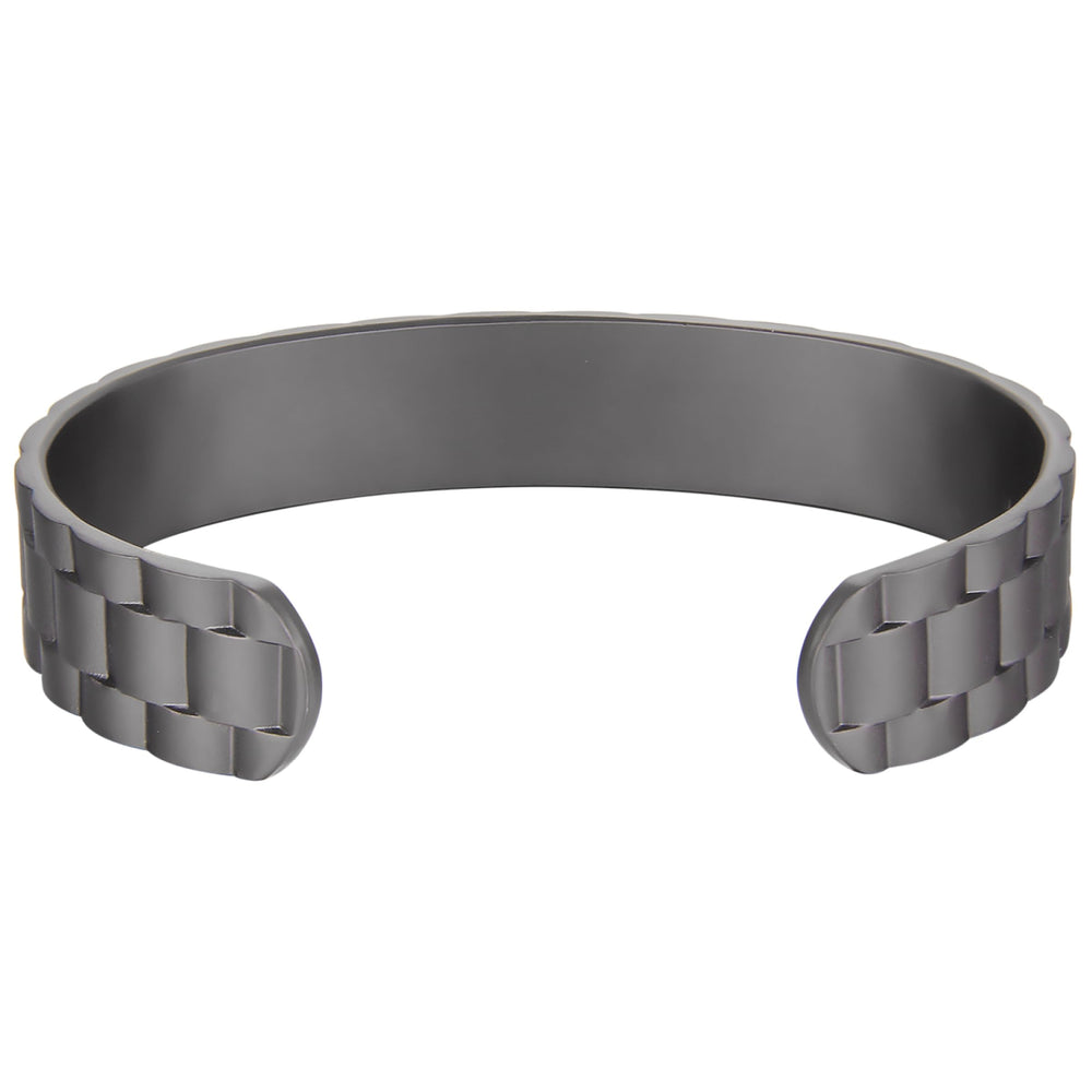 Earth Therapy adjustable cuff with magnets shown for versatile unisex wear.