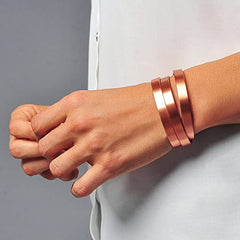 Earth Therapy copper bracelet ridged surface detail highlighting comfortable tactile texture