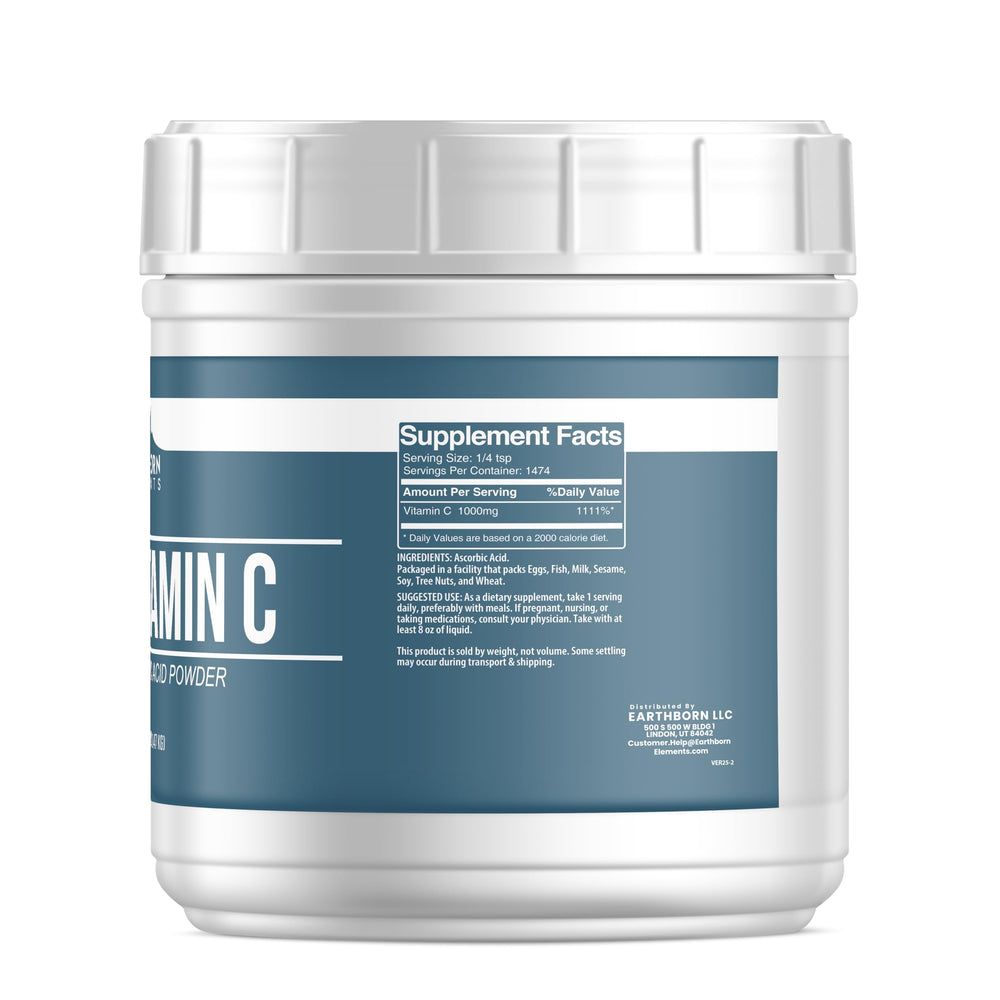 Earthborn Elements ascorbic acid powder dissolves easily in liquids or lotions.