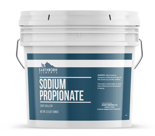 Earthborn Elements Sodium Propionate bottle front, pure food-grade additive for baked goods.