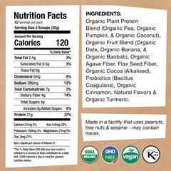 EarthChimp Probiotics vegan protein powder bottle, gut-friendly plant blend