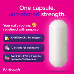 Earthcraft Probiotics delayed-release capsules prepared for intestinal delivery.