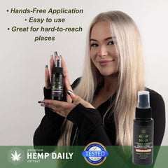 Earthly Body Hemp Daily Ultimate Strength Active Spray mint label signals refreshing aroma