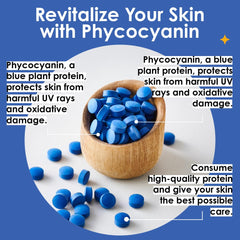 Earthrise PHYCONA bottle on a desk with a glass of water for easy daily routine.