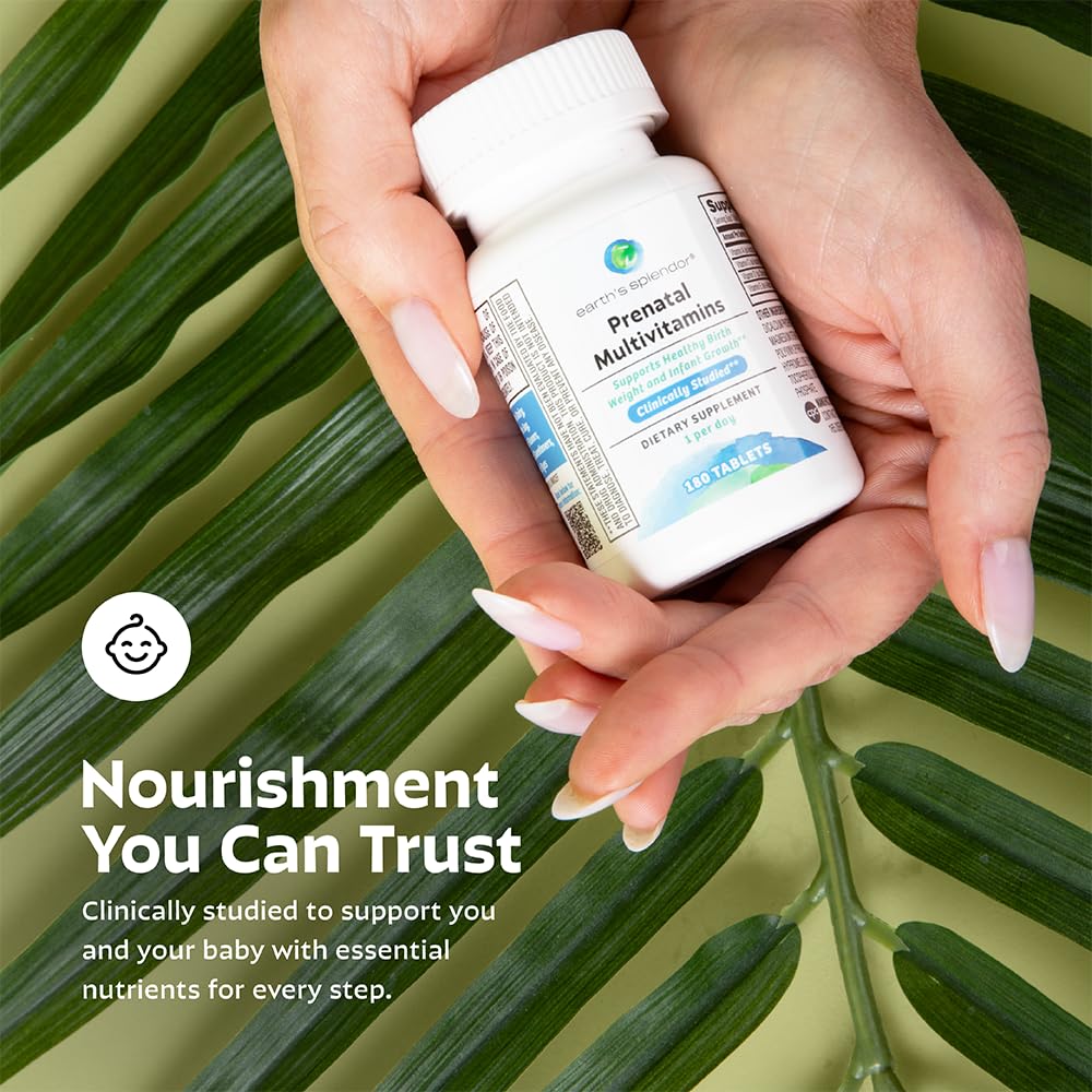 Non-GMO seal visible on Earth's Splendor prenatal packaging for clean ingredients.
