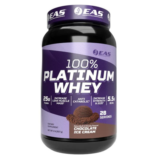 EAS 100 Percent Platinum bottle showing lean muscle support potential.