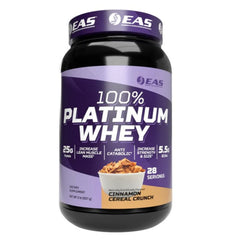EAS 100 Percent Platinum tub front shows high protein for lean gains.