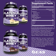 Glass of prepared EAS whey shake showing creamy texture for post-workout use.