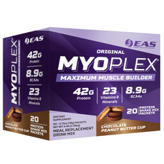 EAS Myoplex bottle pour showing a ready-to-drink post-workout shake