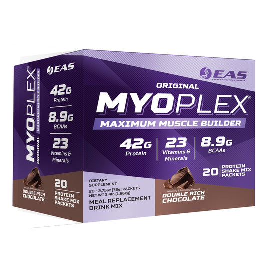 EAS Myoplex maximum muscle bottle shows convenient packaging for quick meals