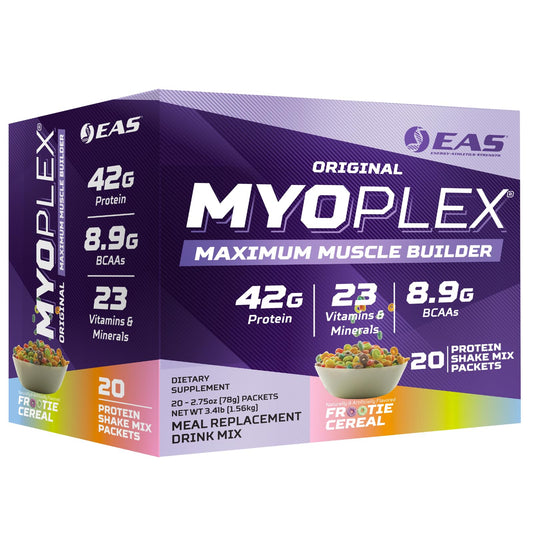 Packaging front of EAS Original Myoplex showing a convenient post-workout nutrition option.