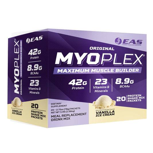 EAS Myoplex Vanilla Ice Cream packet for convenient high-protein meal replacement