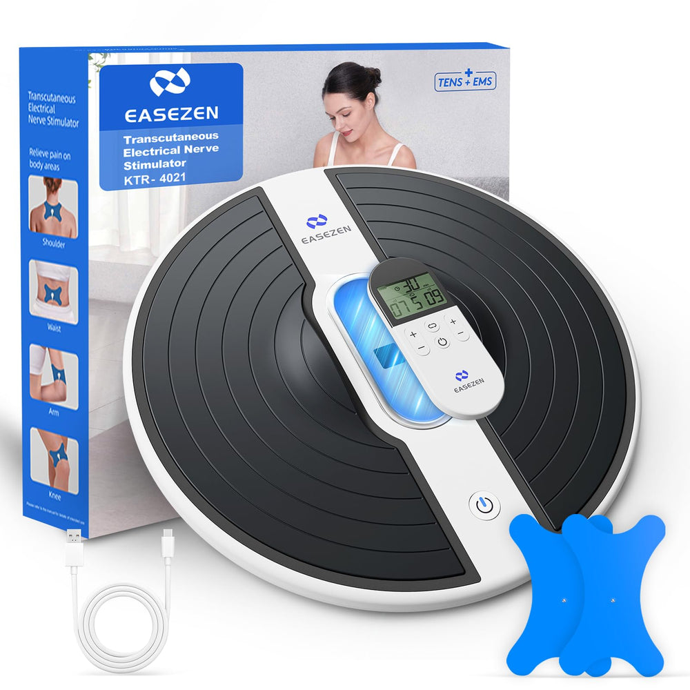 EaseZen EMS Foot Massager front view for compact at-home therapy.