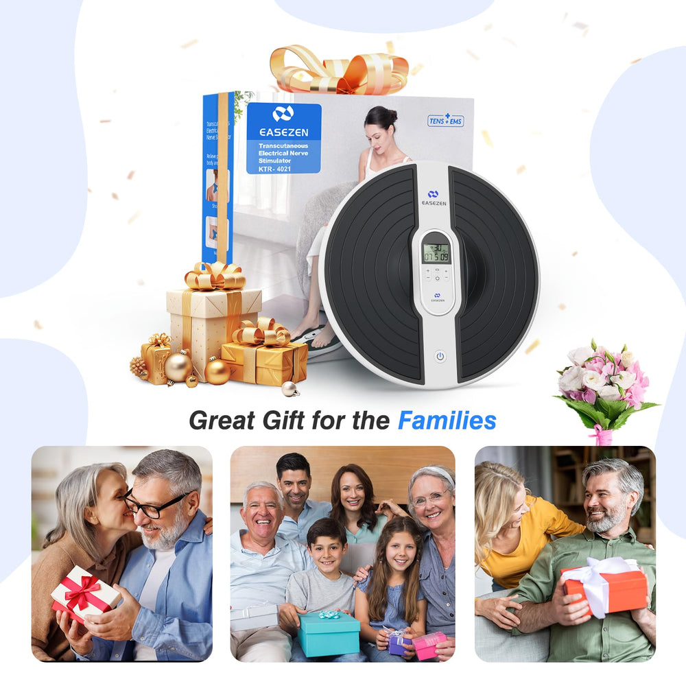 EaseZen EMS Foot Massager portable use at home, office, or travel.